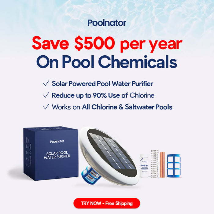 Illustration of a pool cleaning device on a blue background